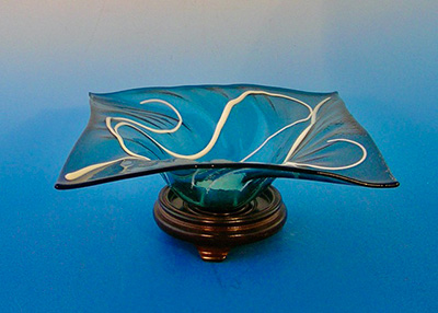 Iridized Blue and White Bowl