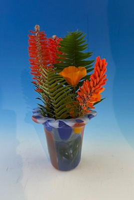 Orange and Blue Streaky Vase