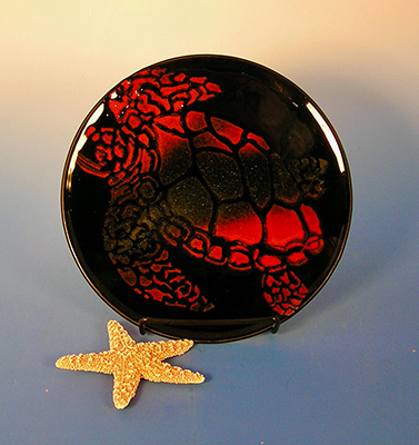 Red and Green Sea Turtle Plate