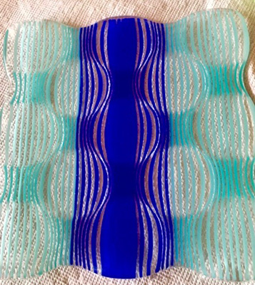 Aqua and Cobalt Blue Dimension Plate